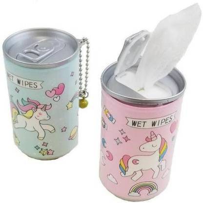 Ajauni Unicorn Mini Wet Wipes Tissue Pack of 2 (1 Tin Contains 30 Wet Wipe)