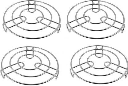 FAAS Pcs Of 4 Kitchen Steaming Stainless Steel Round Cooker Steamer Rack Cooking Pot Tray mirror Trivet