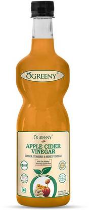 OGREENY Apple Cider Vinegar Mother With Ginger Turmeric And Honey-750 ml (Made with Organic Apple juice) Vinegar