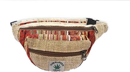 Pefrio Handicraft Collection Ethnic Hemp Adjustable and Multiple Pockets Fanny Pack/Waist Bag (Multiple Green) Waist Bag