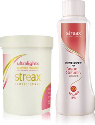 Streax Ultralight Blonder 350g+ Developer 250 ml Volume20