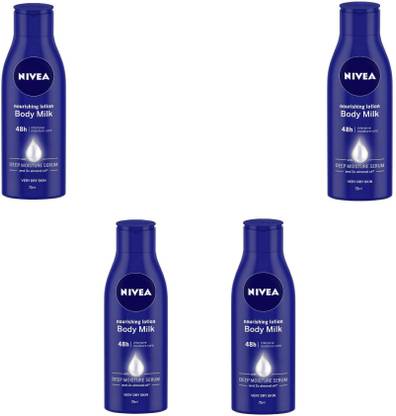 NIVEA Body Lotion Body Milk Nourishing 75 ml (Pack of 4) #201
