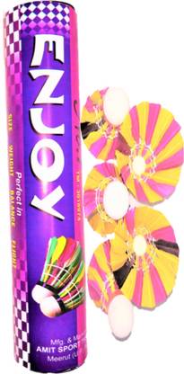 VST Enjoy Badminton Shuttlecock Pack of 10 Feather Shuttlecock Feather Shuttle  - Pink