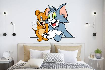 BALKRISHNA WALL STICKER 69 cm tom and jerry wall sticker Self Adhesive Sticker