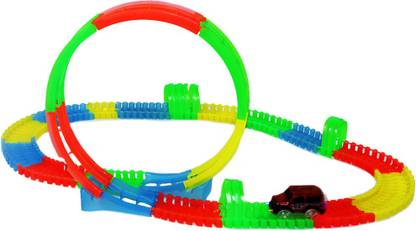 Tector Glow in The Dark Flexible Rainbow Race Track Set - 95 pieces