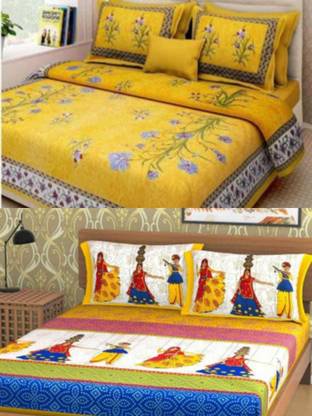 Soft Cotton Combo Bed Sheet Cotton Double Flat 199 TC Floral Bedsheet