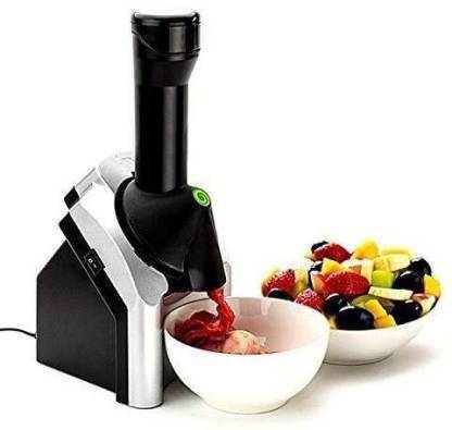 Zonizo Pack Of 1 Ice Cream Maker Machine for Sorbet, Slush, Frozen Healthy Yogurt, Smoothie and Desert Natural (Silver and Black) Vegetable & Fruit Slicer (1 dessert makar) Vegetable & Fruit Slicer