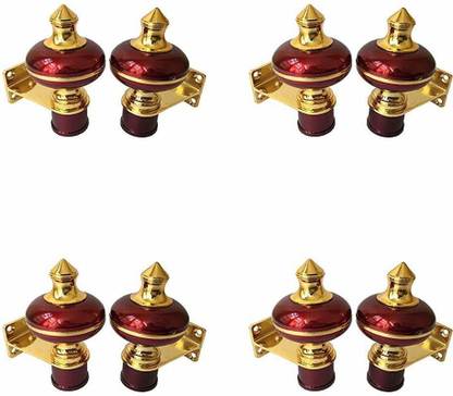 GHAR DWAR Maroon Curtain Hooks, Curtain Knobs, Rod Rail Bracket Metal