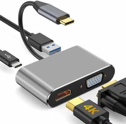 Neutek USB Type C Cable 2 A 0.1 m Type C to HDMI and VGA Adapter with PD Charging Type C Port, Dual Monitor 2-in-1 Mini Converter Laptop Accessory mac,USB 3.0 Port Hub, HDMI Connector