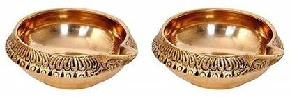 Adhvik Pack Of 2 Pcs Brass Diwali Kuber Pedi Diya Stand (No 0 Small Size ) Diya Oil / Ghee Lamp for Puja Purpose Brass (Pack of 2) Table Diya