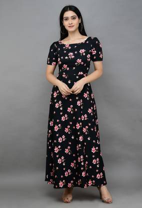 Women A-line Black, Pink Dress