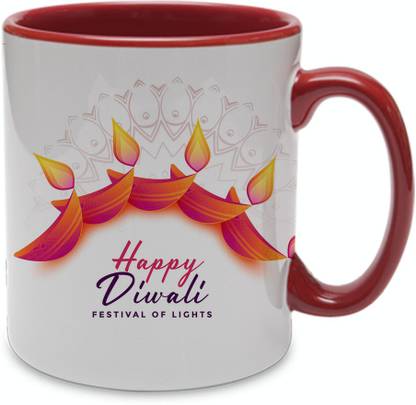 COLOR YARD best happy diwali Attractive diwali decoration background design on Ceramic Coffee Mug