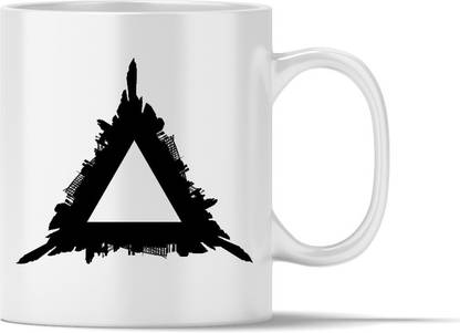 TNP Picsart triangle pop out effect Ceramic white Coffee(360 ml) Ceramic Coffee Mug
