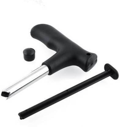 jalaram ROTICE Stainless Steel Young Water Punch Tap Drill Straw Hole Open Coconut Tool Opener (Black) Straight Peeler (Black) Straight Peeler