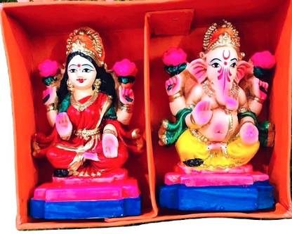 Verca Beautiful lakshmi Ganesh idol set ( 5 inch height ) Lakshmi goddess murti for festival , Ganpati statue Decorative Showpiece  -  9 cm