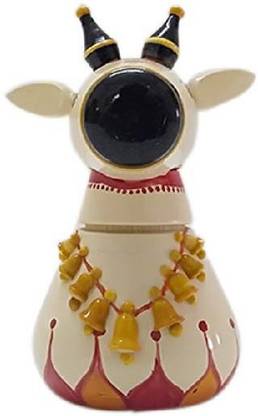 IndiaFx IndiFx Basava / Nandi / Cow / Gou Matha- Decorative Statue or Toy. Handmade in Etiopaka Style Decorative Showpiece  -  10 cm
