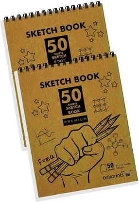 Askprints 50 Sheet Kraft Cover Sketchbook (Set of 2) - Size 8 x 10 Inch | Top Spiral-Bound Sketchpad for Artists | Sketching and Drawing Acid Free Paper, for Doodling Sketch Pad