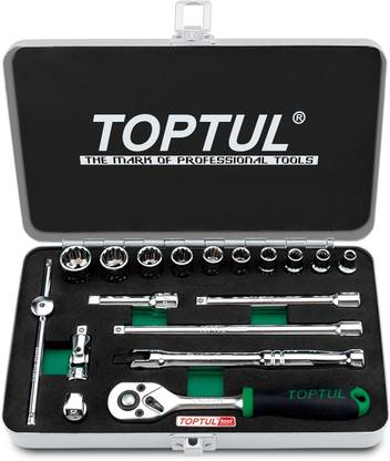 Toptul 18PCSpc 1/4"Dr. SOCKET SET 12PT. INCHES Socket Set