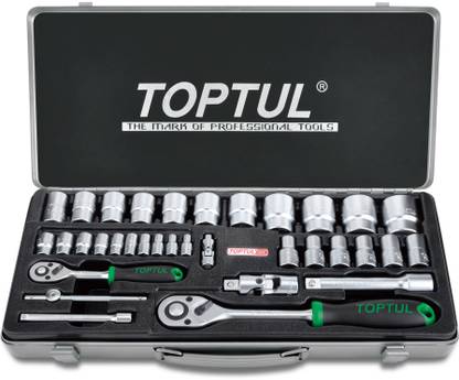 Toptul 34PCS 1/4 + 1/2"DR. 6PT Socket Set Socket Set