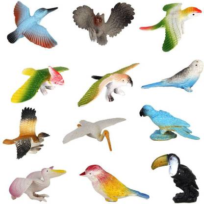 JINKRYMEN 12pcs Different Kinds Birds Toy Set Plastic Birds Play Toys Bird Model Action & Figures Best Gift for Kids Developmental Toy