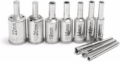 uptodatetools 10Pcs 5-22Mm Diamond Hole Saw Drill Bit Set Tile Ceramic Glass Porcelain Marble Drill Bits Glass Hole Saw