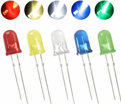 gobagee 3mm Diffused LED Pack-Basic-Ultimatum (Light Emitting Diode) White,Green,Red,Yellow,Blue Color Each 20Pcs Mix 5 Colours Total -100Pcs Light Electronic Hobby Kit