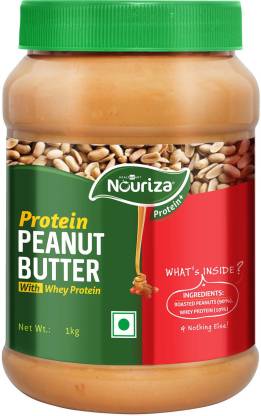 NOURIZA Peanut Butter Protein Fortified Unsweetened, Crunchy, 1 kg