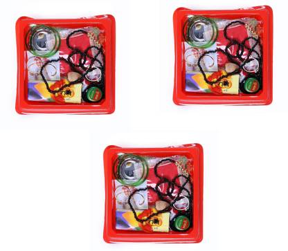 ELYSIAN Shringar Kit for Poojan/ 16 Sringar Kit for karwa Chowth Shringar, Lakshmi poojan , Solah Sringar for Deviji (Pack of 3 Kit) Prayer Kit