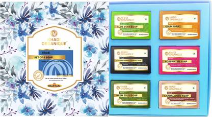 khadi ORGANIQUE Pure Natural Handmade Soap collection Set of 6 Pcs