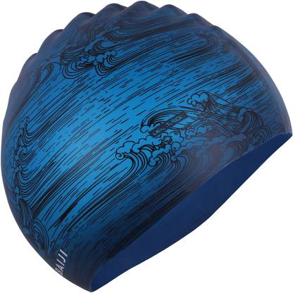 NABAIJI by Decathlon swim cap silicone unisize - blue waves Swimming Cap