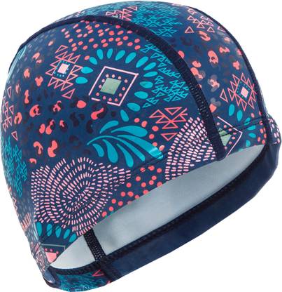 NABAIJI by Decathlon Swim Cap Silicone Mesh Size large - Printed Blue pink Swimming Cap