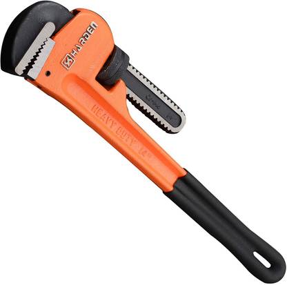 Harden 14" Professional Heavy Duty Chrome Vanadium Pipe Wrench - Heat Treated, Large Torque, Easy to Adjust, Special Up & Down Jaws Ensure Strong Clamping, Thick Body, Anti-Slip, Durable - 600813 Single Sided Pipe Wrench