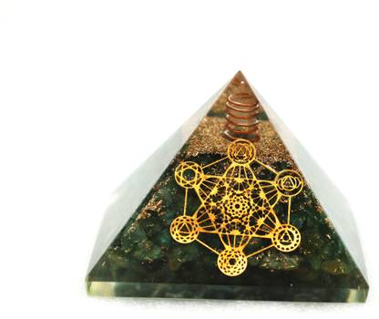 RUDRAZONEUN Green Tourmaline Crystal Pyramid for Emf Protection Energy Generator Yellow Onyx Healing Crystal Orgonite Pyramids for Chakra Meditation Decorative Showpiece Crystal Yantra