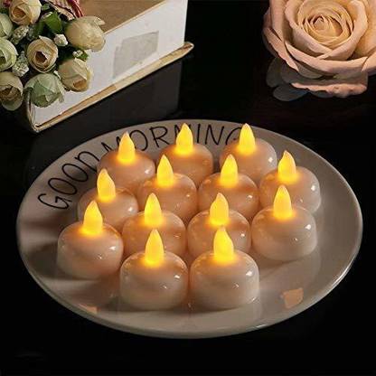 Aalekhee Flameless Sensor Waterproof Candle Lamp Float On Water Led Plastic Floating Tea Lights | Electric Candle Lights for Decoration | Diwali Lights - (Pack of 12, White) Candle
