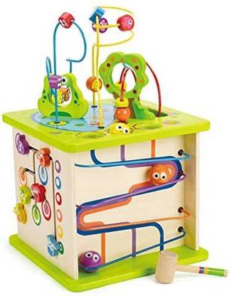 Hape Country Critters Wooden Activity Play Cube by| Wooden Learning Puzzle Toy for Toddlers5-Sided Activity Center with An