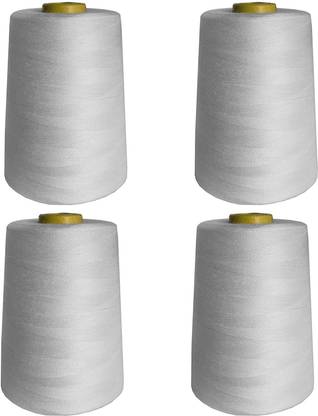 Bobbiny Off White Ployester Sewing Shiny Thread Pack of 4 Spool x 4000 MTS Each Roll.