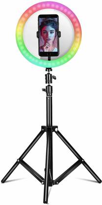 CartBug RGB Ring Light 10 Inch LED Ringlight with Brightness Dimmable 26 RGB Colors with Desktop Tripod Stand and Cell Phone Holder for YouTube Video Recording, Makeup, Zoom, Live Stream, Photography Tripod, Monopod