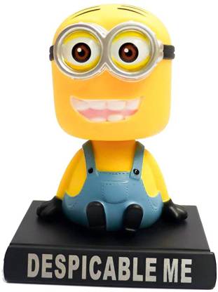 Blue Aura Minion Bobblehead with Stand and Mobile Holder for Car Dashboard Office Desk or Table Top