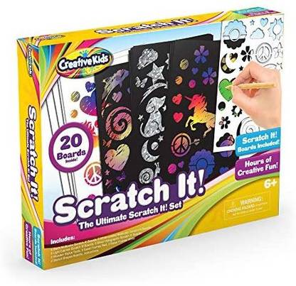 Creative Kids Scratch Paper Arts and Crafts Kit for Kids Gifts 6-12 Scratchboard Stylus Frames Rainbow