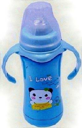 HuddiBABA Double Wall Insulated Kids Stainless Steel, Anti Colic Feeding Bottle For Babies . - 240 ml