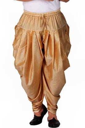 Skylight Men's Cotton Silk Peshawari Dhoti Patiala For Kurta & Sherwani (Golden, Free Size) Men Dhoti