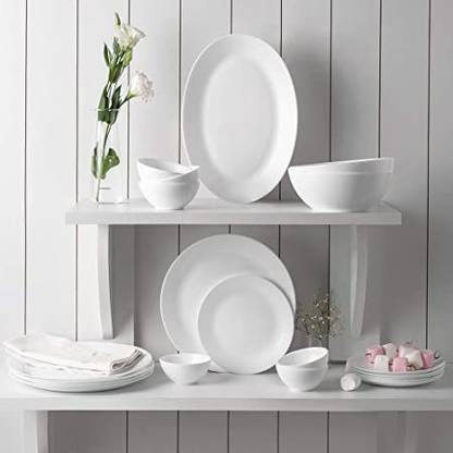 BOROSIL Pack of 33 Ceramic Larah By Borosil - Orbit Series Opalware Dinner Set