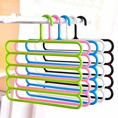 Matiman Plastic Multi-Purpose 5 Layers Trouser Hanger - Set of 5 Plastic Trousers Pack of 5 Hangers For  Trousers