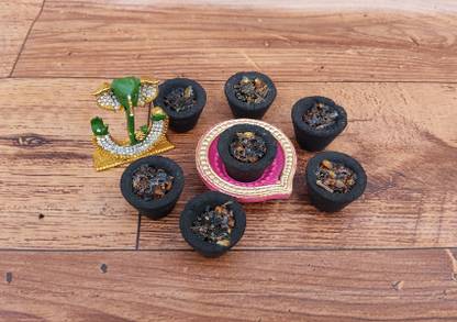 Rajdhani LOBAN DHOOP CUP/SMALL HAWAN/MADE WITH COW DUNG/AND GOUMUTRA/POSITIVE/POOJA USE/NATURAL/POLLUTION FREE/INCENSE 16 CUPS LOBAN, COW DUNG, REAL SMALL HAWAN, GUGGAL, INCENSE, FLOWERS