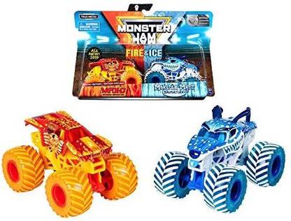 SPIN MASTER MJ 2019 Monster Jam Fire Ice Max-D and Monster Mutt Dalmatian Special Edition