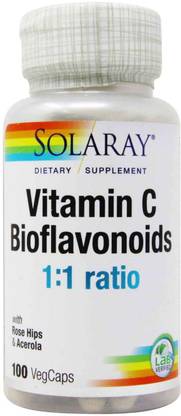 Solaray Vitamin C Bioflavonoids 1:1 Ratio with Rose Hips & Acerola 100 VegCaps