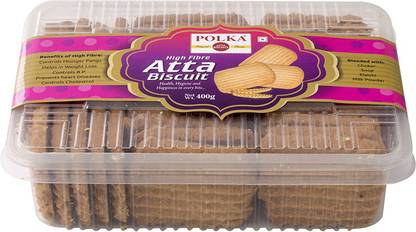 Polka HIgh Fibre Atta Cookies ,Health ,Hygiene and Happiness in every Bite ,Pack Of 1 ,400 Gm Cookies Biscuit