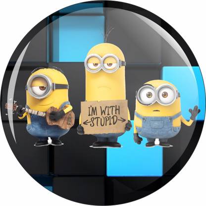 CLICK N HOME I Am With Stupid Minions Badge Fridge Magnet Fridge Magnet Pack of 1