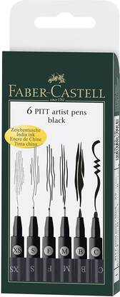 FABER-CASTELL 6 pitt artist pens black