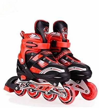 MON N MOL Adjustable Inline Skates with Light up Wheels Beginner Skates Fun Illuminating Roller Skates for Kids Boys and Girls In-line Skates - Size 6-9 UK
